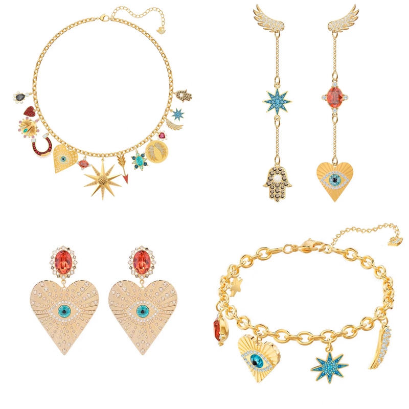 Lucky Goddess Necklace Female Devil's Eye Bracelet Guardian Angel Earrings Love Earrings Angel Wings Sweater Chain