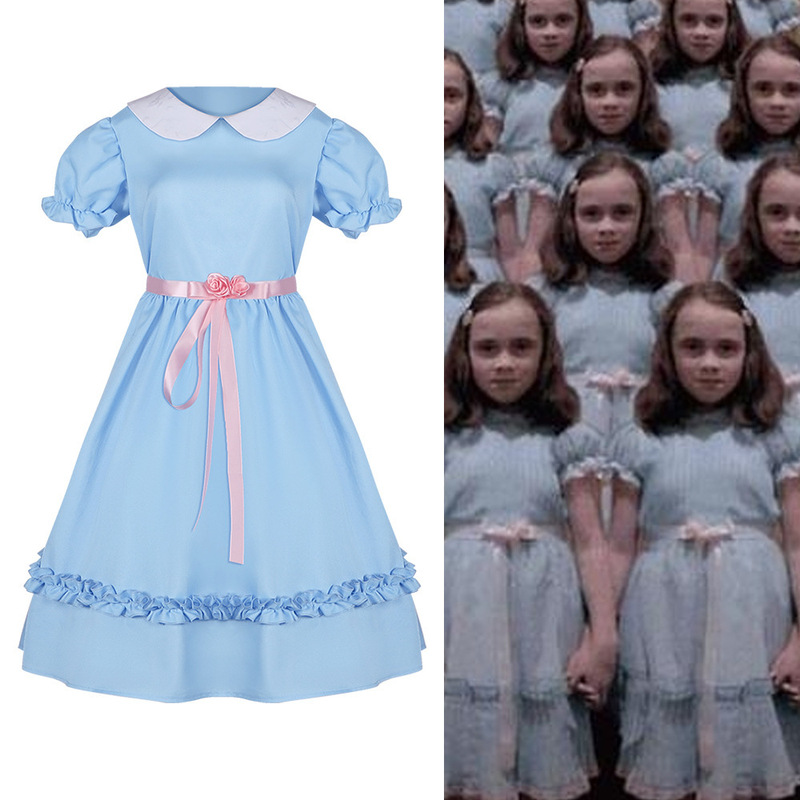 The Shining Grady Twin Girls Cosplay Costume Dress Halloween Cosplay Outfit