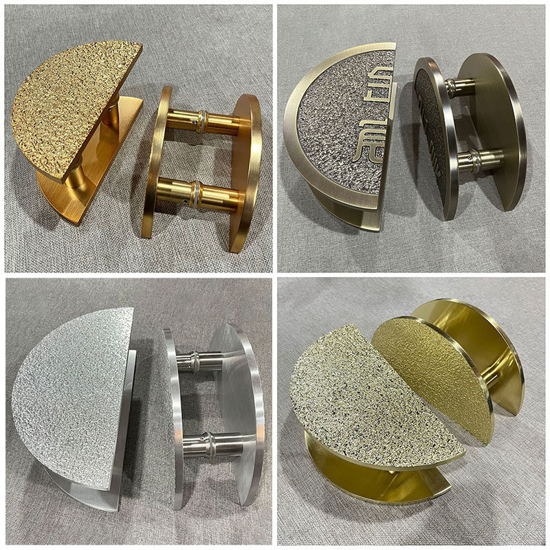 New Chinese semi-circular handle glass door wooden door antique copper door handle box wooden door armrest custom logo