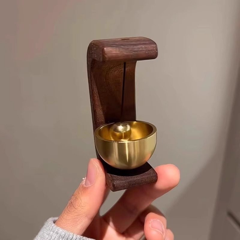 Bell Pendant Doorbell Black Walnut Dopamine Magnetic Wind Chime Home Entrance Reminder Brass Housewarming Gift Decoration