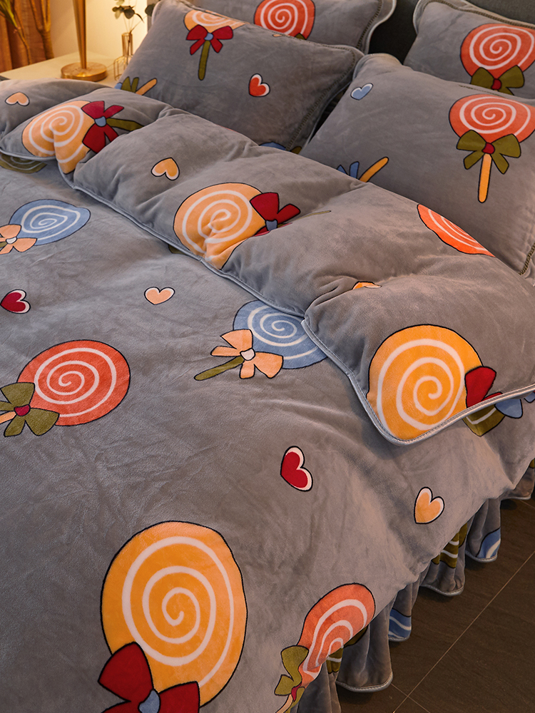 Flannel duvet cover Single set coral velvet winter plush single double double-sided velvet duvet cover single thickened warm