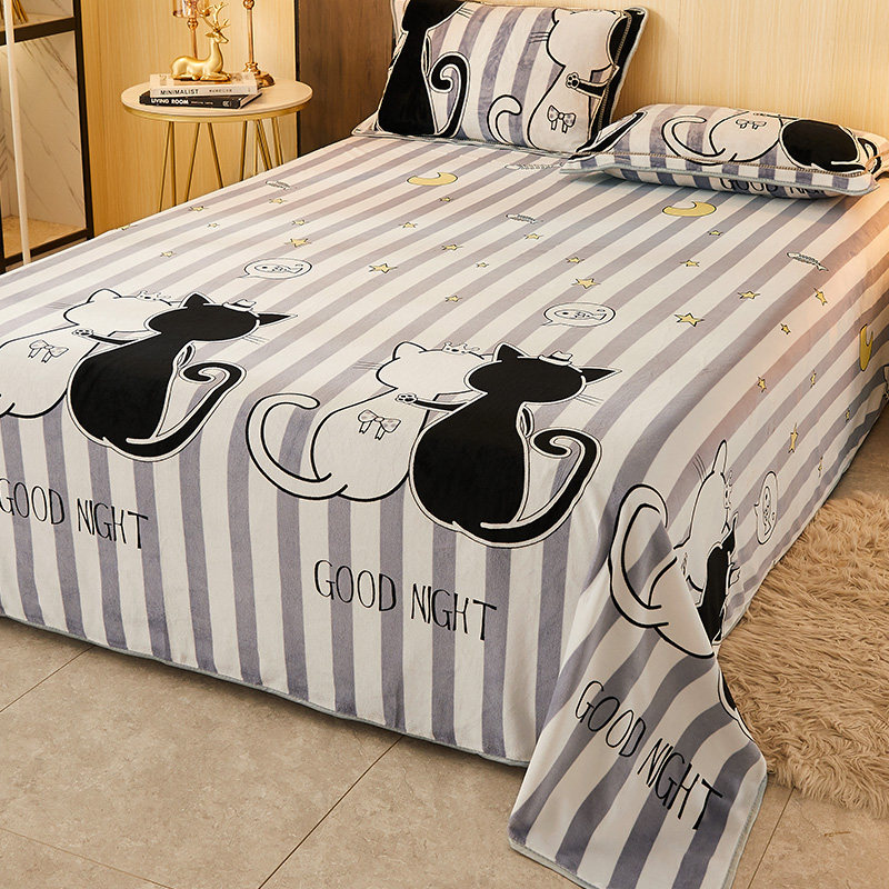 Coral flannel blanket sheets spring and autumn single student dormitory bed making winter thick quilt cover blanket bed use