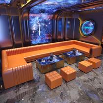Nightclub bar ktv light luxury sofa karaoke hall karaoke party room box clear bar U-shaped L-shaped deck coffee table combination