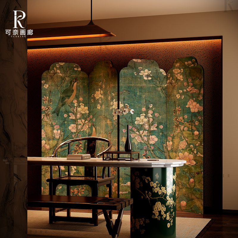 Song-Style Aesthetic Retro Floral and Bird Solid Wood Screen Partition for Bedroom Background Wall Folding Screen Living Room Art Decoration Partition Song-Style Aesthetic Retro Floral and Bird Solid Wood Screen Partition for Bedroom Background Wall Folding Screen Living Room Art Decoration Partition