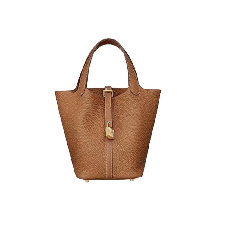 Hermes Hermes Basket Bag 18 Gold Brown Gold Buckle Togo Leather