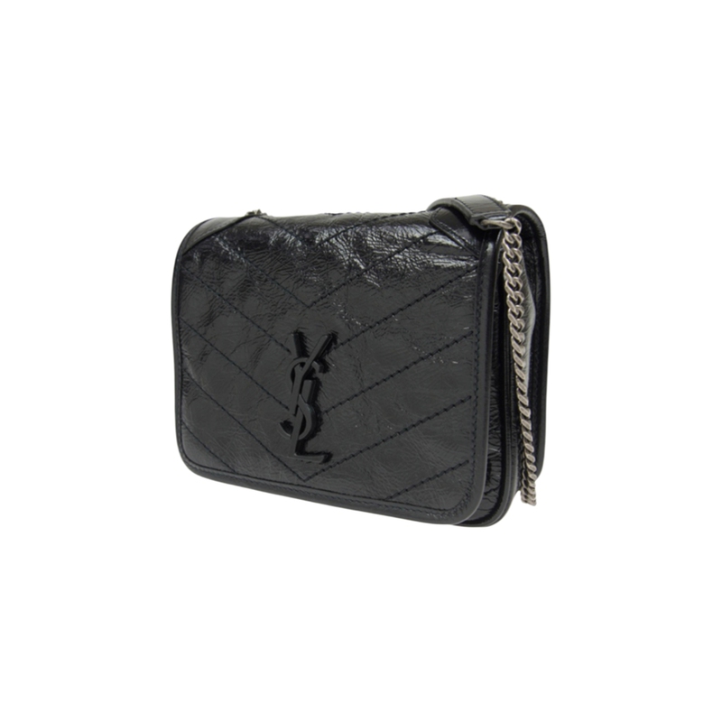 Brand New Ysl Saint Laurent Niki Black Label Mini Leather Chain Wallet Crossbody Shoulder Bag