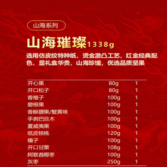 Three Squirrels Mountain and Sea Brilliant Gift 1338g/12 Bags Nut Gift Box Large Gift Pack Mixed Combination Gift