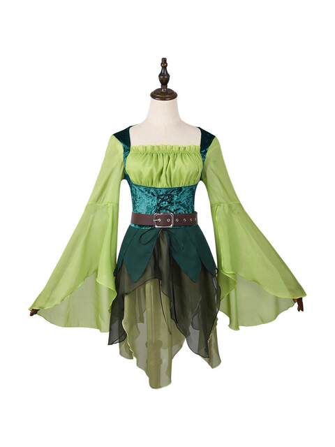 Women's Elf Medieval Wizard of oz Magic Elf Dress Halloween Cosplay Costume