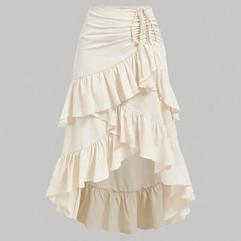 2025 European and American New Style Amazon New Irregular Sweet Style Layered Ruffle Tie Skirt