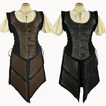 Medieval Retro Court Men's and Women's Clothing, Waist-Cinching Long Skirts, Armor, Halloween Performance Cosplay Clothes and Armor