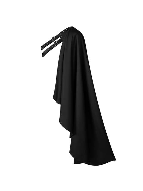 Steampunk Shawl Half-Shoulder Cape with Belt Black Shawl Cape Medieval Halloween Costume for Both Men and Women