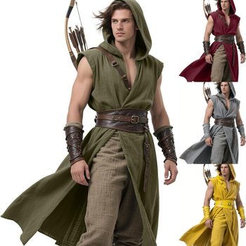Medieval Sleeveless Coat Renaissance Short Cape Men's Halloween Larp Cosplay Sleeveless Jacket
