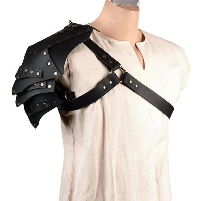 European and American Medieval Viking Renaissance Cosplay Shoulder Armor Viking Knight Leather Shoulder Pads Leather Belt Shoulder Armor
