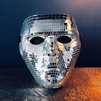 Manufacturer Disco Ball Glitter Face Mask Disco Halloween Mask Performance Mask