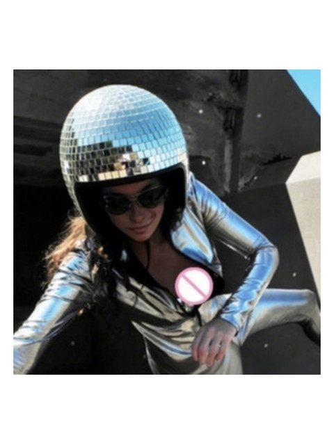 Disco Ball Helmet with Telescopic Mirror Dj Stage Props Disco Party Decoration Nightclub Music Dance