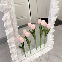 Full body mirror decoration diy material princess style lace decoration pleated pearl border tulip three-dimensional ins