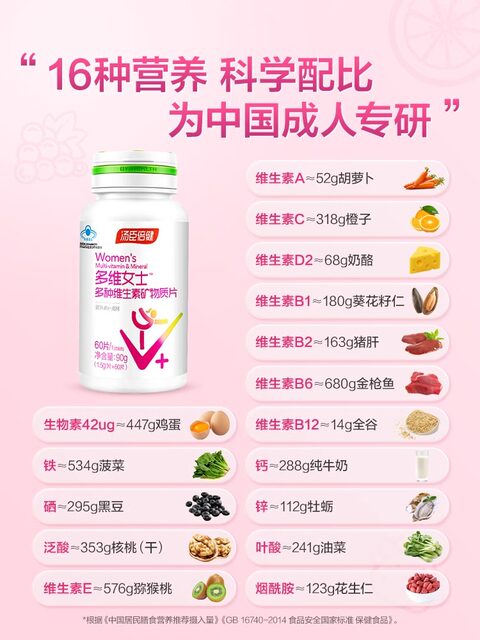 Tomson By-Health Women's Multivitamin and Mineral Tablets Calcium Tablets Women's Calcium Supplement Complex Bc Genuine Product