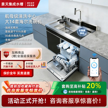 Jingtian Q8 Integrated Sink and Dishwasher, 14 Sets, 304 Stainless Steel Disinfection Cabinet, Ultrasonic Water Catalyst, for Home Use