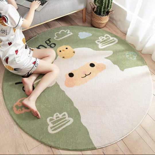Children's Room Carpet, Boy's Bedroom, Odorless Bedside Rug, Living Room, Washable, Kindergarten Reading Area, Cartoon Round Mat