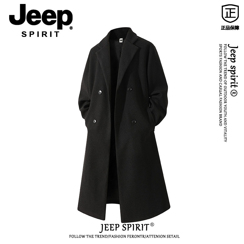 Шерстяное пальто средней длины Jeep spirit, мужская осенне-зимняя ветровка высокого класса выше колена, шерстяное пальто для мужчин