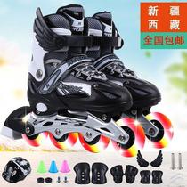 Xinjiang Tibet size adjustable] 3-5-7-9-12 year old boys and girls skates set childrens roller skating