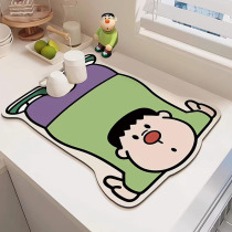Fat Tiger kitchen countertop drain pad desktop dining table pad coffee machine water dispenser waterproof coaster diatom mud absorbent pad