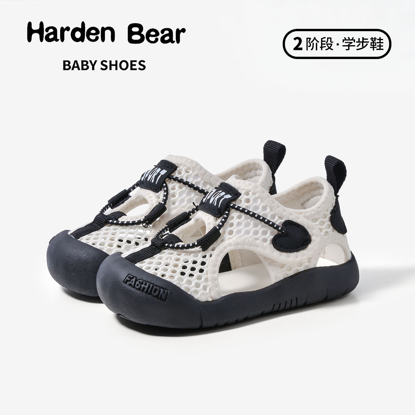 Летние детские сетчатые сандалии Harden bear с защитой от ударов носка, нескользящая дышащая обувь на липучках для мальчиков и девочек Изображение 1