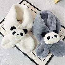 Scarf winter cute panda plush cartoon for boys and girls thickened versatile windproof scarf versatile cross warm