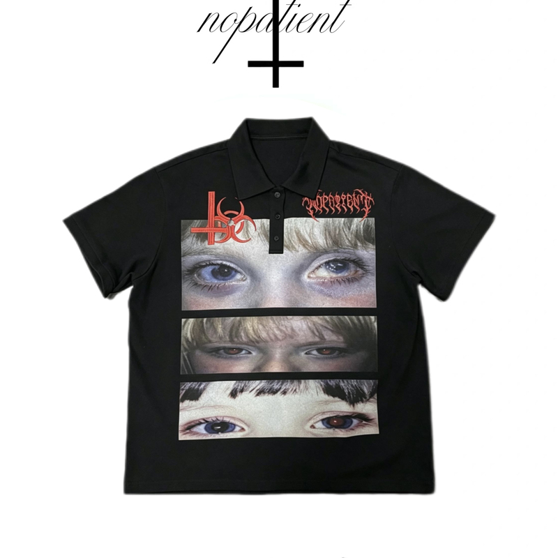 No Patient 26Ss Subculture Trend "Hetero" Same-Style Polo Shirt for Men and Women with Different Eye Colors No Patient 26Ss Subculture Trend "Hetero" Same-Style Polo Shirt for Men and Women with Different Eye Colors