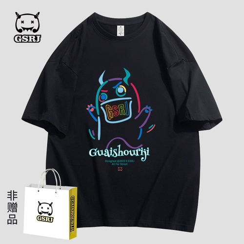 怪兽日记 Хлопковая брендовая футболка подходит для мужчин и женщин для влюбленных, коллекция 2023, в американском стиле