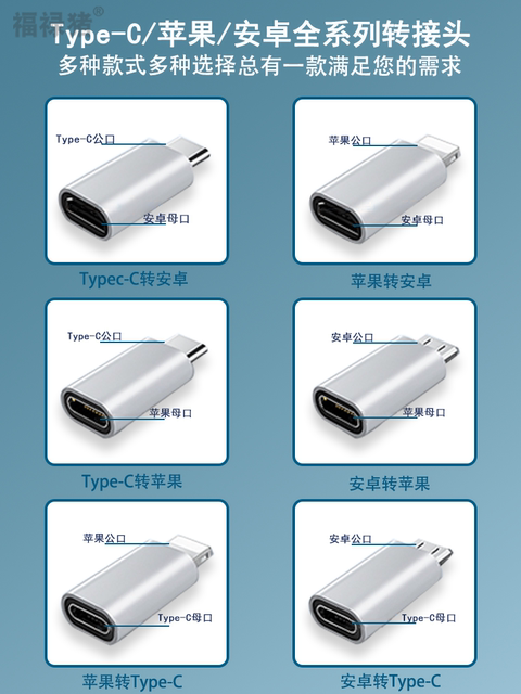 Suitable for Apple, Huawei, Vivo, Xiaomi, Oppo Mobile Phones, Typec Adapter, Android Charging iPhone 15 Converter, Lighting to Typec Adapter, Micro Interface Data Cable
