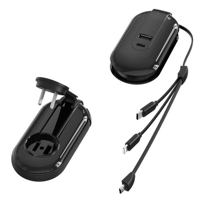 Hidden Plug, Multifunctional, Retractable, Convenient Storage Data Cable, Mobile Phone Charging Cable, Usb/Typec Dual Output, One-To-Two Charging, Suitable for Charging Huawei, Apple, and Android Phones