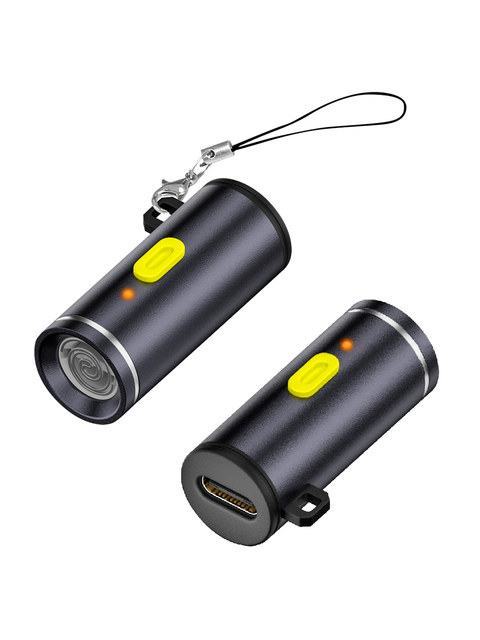 Windproof Portable Mini Cigarette Lighter Type-C Car Cigarette Lighter Silent Ignition Car Travel USB Can Be Used on Airplanes Mini Flashlight Keychain Aluminum Alloy Charging Type-C Mobile Phone Mini
