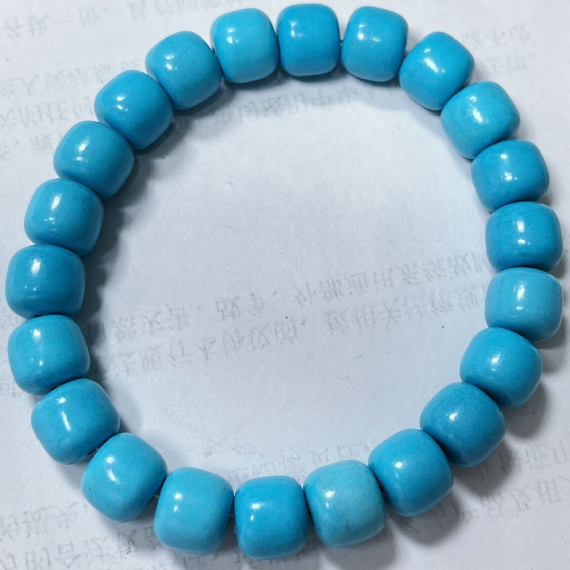 手饰/手串 湖北天然原矿高瓷绿松石老型桶珠手串男女士文玩单圈手链手串变色