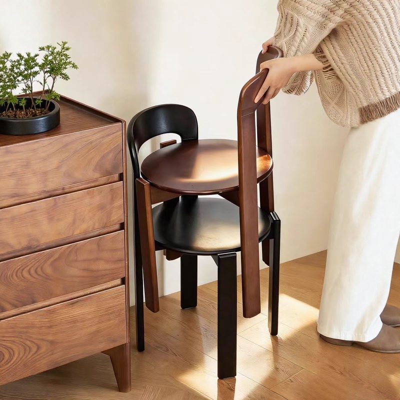 Used Solid Wood Colorful Dining Chair, Small Apartment, Simple, Trendy, Stackable Rey Chair, Home Dopamine Leisure Chair