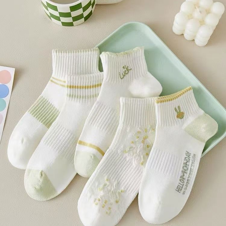 Socks for Women, Summer Sweet Style Floral Short Socks, Student Socks, Women's All-Season Thin Versatile College Style Socks Socks for Women, Summer Sweet Style Floral Short Socks, Student Socks, Women's All-Season Thin Versatile College Style Socks