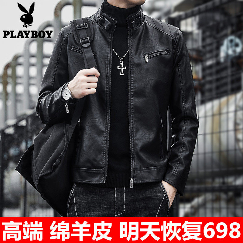Кожаная куртка Playboy leather, мужская осенне-зимняя кожаная куртка 2025 года, новая мотоциклетная кожаная куртка для молодых мужчин, высококачественная повседневная куртка