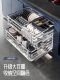 Pull Basket Kitchen Cabinet 304 Stainless Steel Double-Layer Drawer-Type Dish Storage Dish Rack Bowl Basket Kitchen Cabinet Cupboard Bowl Rack