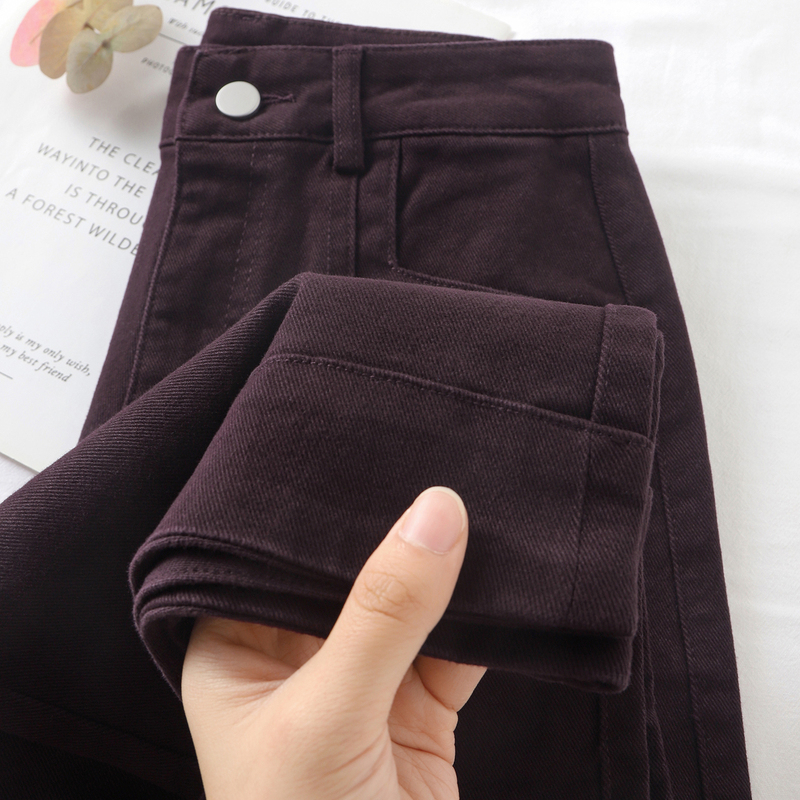 Purple First-/Deep Grape Purple Wide-Leg Jeans for Women 2026 Autumn Twill Cotton Casual Comfortable Straight-Leg Pants Purple First-/Deep Grape Purple Wide-Leg Jeans for Women 2026 Autumn Twill Cotton Casual Comfortable Straight-Leg Pants