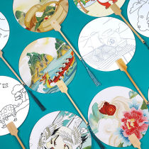 Dragon Boat Festival handmade rice dumplings filigree enamel material package round fan diy coloring material package hand-painted small pendant Dragon Boat Festival diy