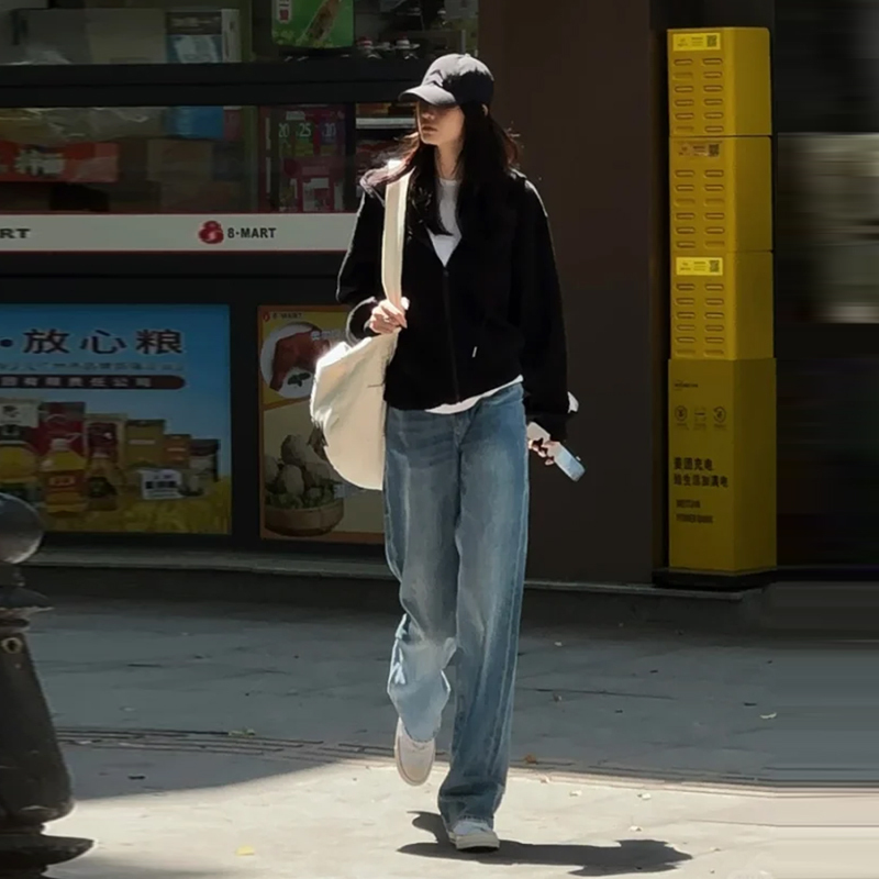 Wide-Leg Jeans for Women, Spring and Autumn 2026 New Thin Style, Fashionable and Trendy, Petite High-Waisted Slim Straight-Leg Pants