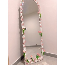 Tulip mirror transformation diy material full body mirror clay decorative frame handmade ing makeup vanity mirror