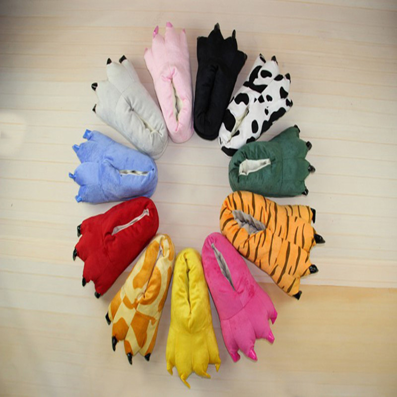 Cartoon Shoes, Cotton Slippers, Animal Paw Shoes in Yellow, Cow Color, Gray, Red, Etc