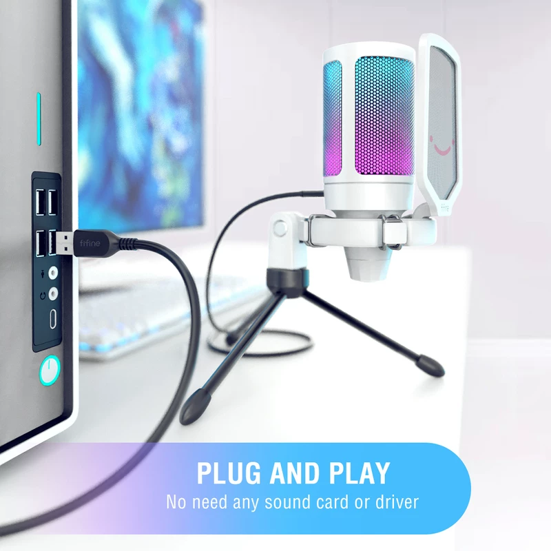 Fifine Ampligame usb microphone, PC Gaming Recording Desktop