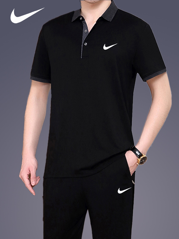 <!--正品运动套装男夏季短袖长裤薄款中老年休闲运动服爸爸装两件套棉-->