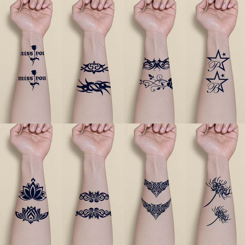 8 Pieces of Herbal Tattoo Stickers for Men and Women, Waterproof, Long-Lasting, Semi-Permanent, Non-Reflective Wrist Covering Scars, Forearm Pattern Set 8 Pieces of Herbal Tattoo Stickers for Men and Women, Waterproof, Long-Lasting, Semi-Permanent, Non-Reflective Wrist Covering Scars, Forearm Pattern Set