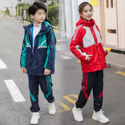 Children's jackets uniforms students class uniform autumn and winter new girls and boys coat three-piece sports suit-music of the tide