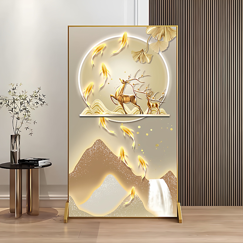 Light Luxury Aluminum Alloy Screen Partition for Living Room, Blocking Entryway, Bedroom, Office, Hotel, Modern Gourd-Shaped Screen