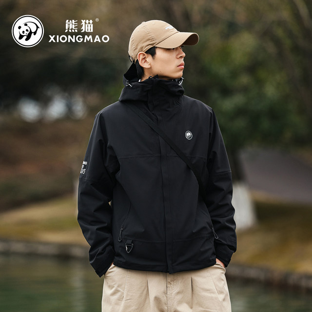 Panda Camel 2024 ພາກຮຽນ spring ແລະ summer ໃຫມ່ສີດໍາ versatile Windbreaker Jacket ຜູ້ຊາຍ Jacket ຄົນອັບເດດ: ກາງແຈ້ງສາມ-proof Jacket