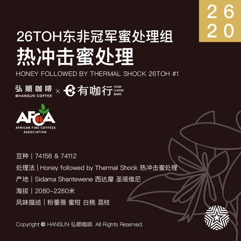 Hongshun Coffee Shop 26Toh Honey Processed East African Champion Hot Shock Honey Processed 74158&74112 Coffee Green Beans